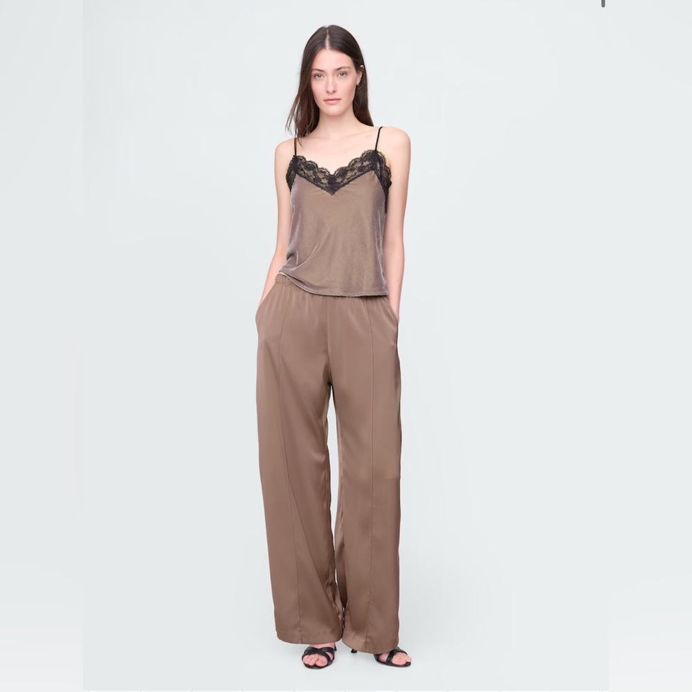 Gap Mid Rise Recycled Satin Seamed Pants size large tall